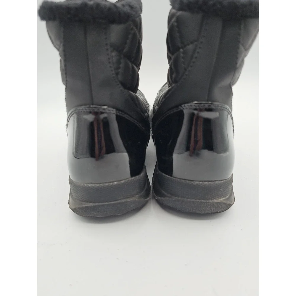 Totes Women's Quilted Winter Boots Black Faux Fur Zip Insulated Size 9 M
